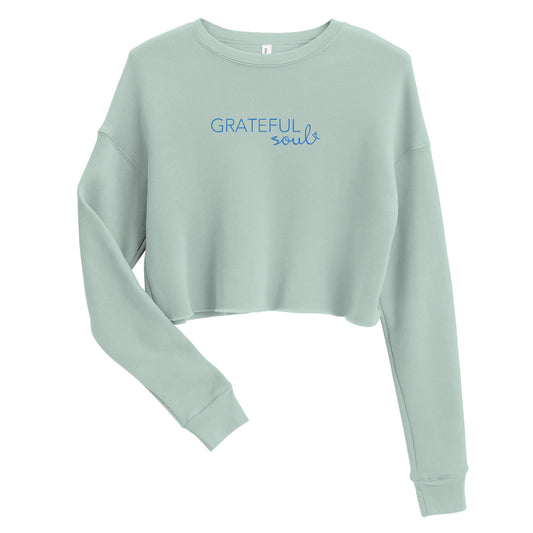 GRATEFUL Soul Embroidered Soft Crop Sweatshirt